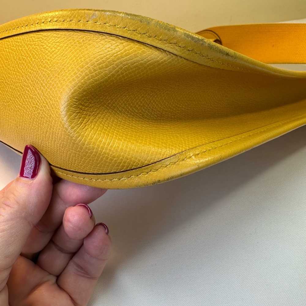 Hermes Evelyne PM Petit Modele Mustard Yellow Palladium HDW Square M 2009 COA - Picture 12 of 17
